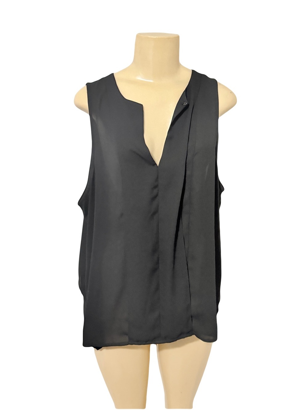 Anthropologie Maeve black sleeveless sheer career work blouse 12